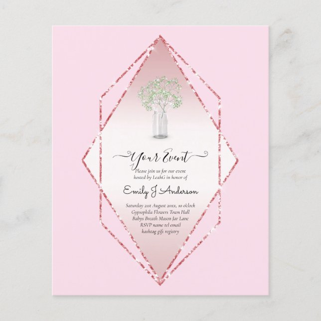 BUDGET Gypsophila Murkelburk Modern Minimal BRÖLLL Flygblad (Framsidan)