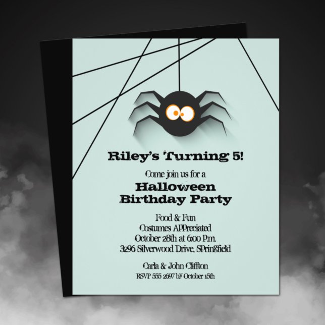 Budget Halloween Black Spider Birthday-inbjudan Flygblad (Printed on affordable THIN 80 lb flyer paper - heavier paper available in our collection.)