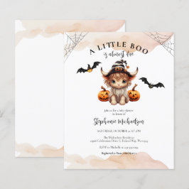Budget Halloween Cow Little Boo Baby Shower Inbjud