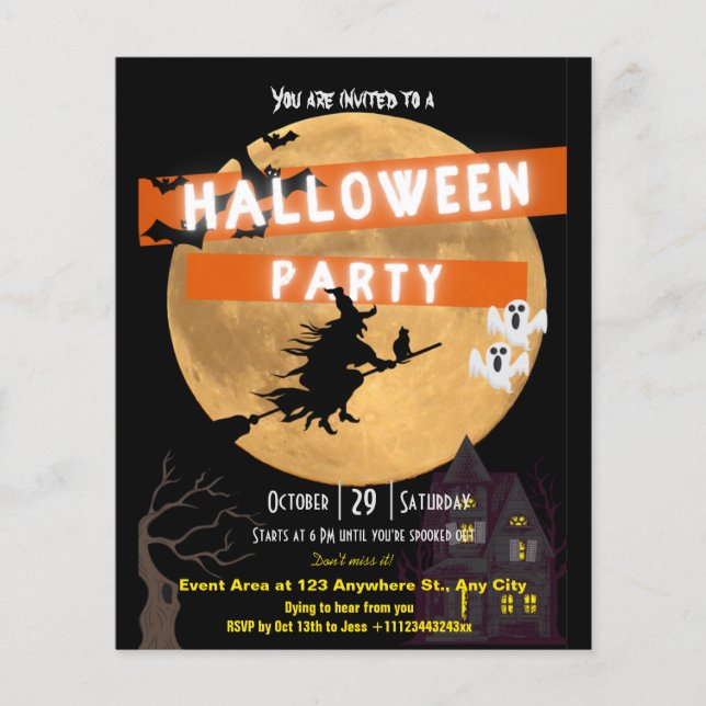 Budget Halloween fest inbjudan Flyer (Framsidan)