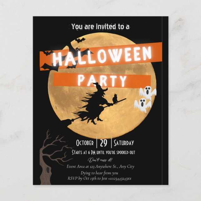 Budget Halloween-festinvitation Flygblad (Framsidan)