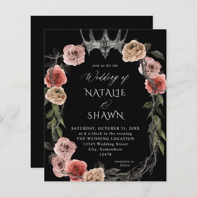 Budget Halloween Krona Rosa Black Blommigt Bröllop (Fram/baksida)