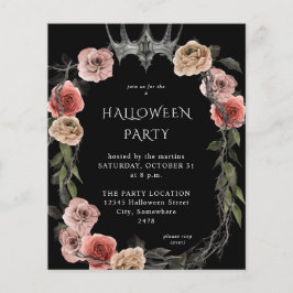 Budget Halloween Krona Rosa Svart Blommig Fest Flygblad