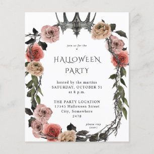Budget Halloween Krona Rosa Svart Blommig Fest Whi Flygblad