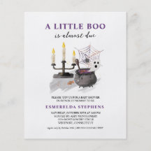 Budget Halloween Little Boo Baby Shower-inbjudan