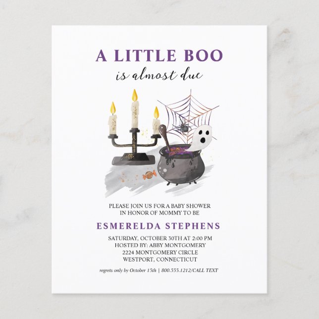 Budget Halloween Little Boo Baby Shower-inbjudan Flygblad (Framsidan)