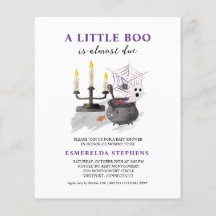 Budget Halloween Little Boo Baby Shower-inbjudan