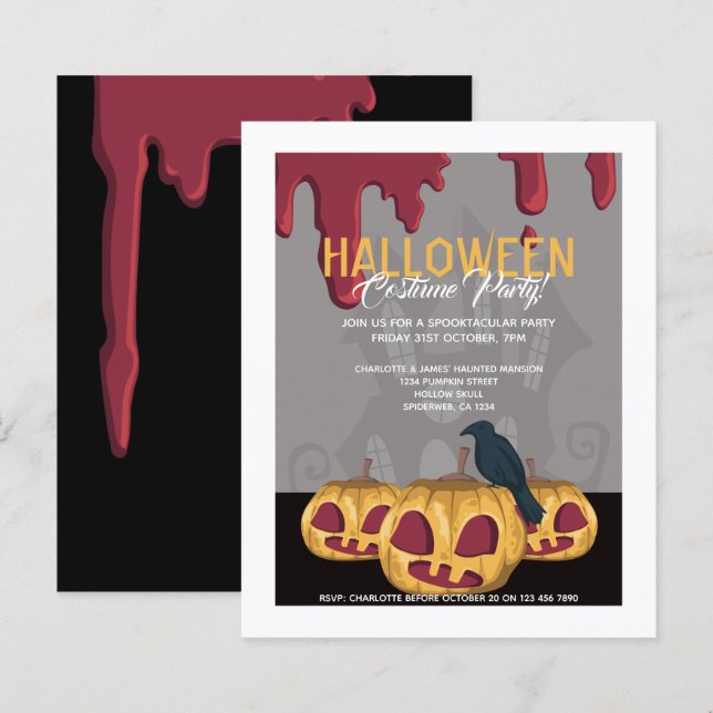 BUDGET Halloweenfest Bloddroppar från Pumpa med Kr (Fram/baksida)