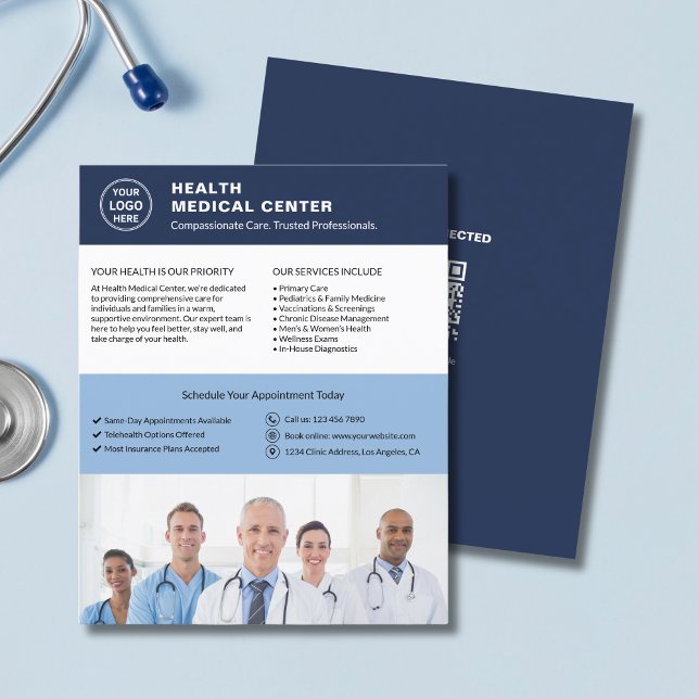 Budget Hälsocentral Läkarlogo QR-kod Flygblad (Budget Healthcare Clinic Doctor Logo QR Code Flyer)