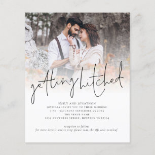 Budget hämta hitched Photo QR Wedding-inbjudan