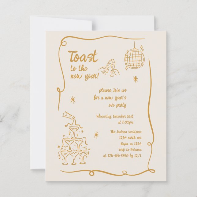 BUDGET Hand Drawn Illustrated New Years Eve Party (Framsida)