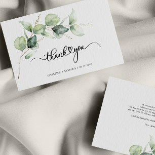Budget Hand-Lettered Eucalyptus Greenery Bröllop Anteckningskort