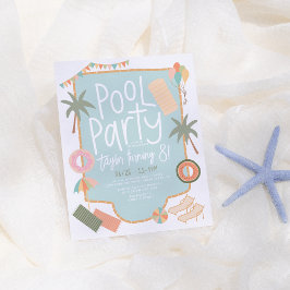 Budget Handritad Sommarfest Poolparty Födelsedag