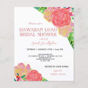 Budget Hawaiian Luau Tropical Möhippa Flygblad