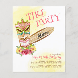 Budget Hawaiian Tiki Party-inbjudningar