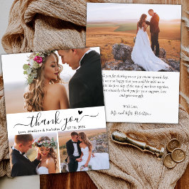 Budget Heart Script Collage Bröllop Tack Flygblad