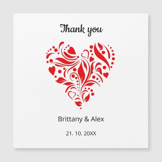 Budget Heart Wedding Thank You Card – Customizable (Framsida)