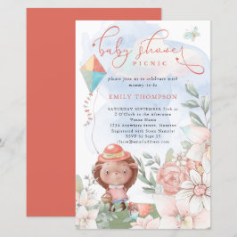 Budget Hedgehog Girl Baby Shower Picnic Inbjudan