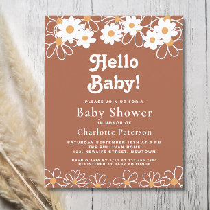 Budget Hej Baby Daisy Baby Shower-inbjudan för