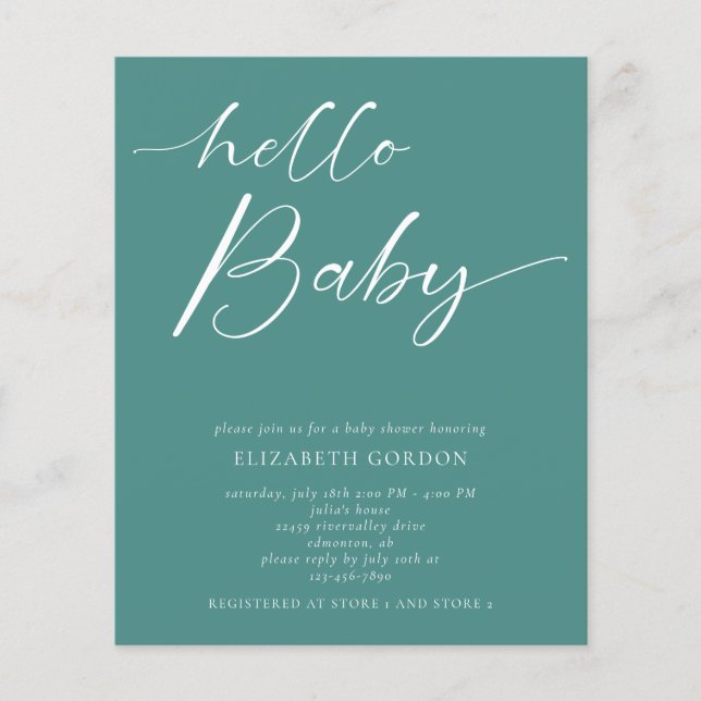 Budget Hej Baby Shower Minimal Gender Neutral (Framsida)
