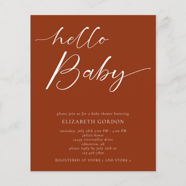Budget Hej Baby Shower Minimalist Copper-Neutralt (Framsida)