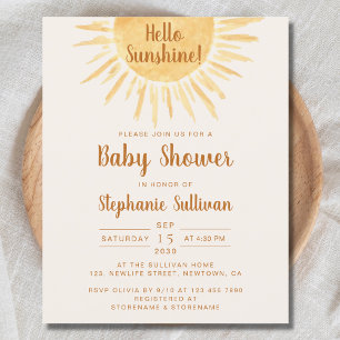 Budget Hej Sunshine Boho Baby Shower-inbjudan