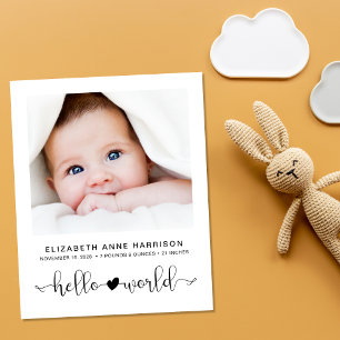 Budget Hej World Baby Photo Birth Notice