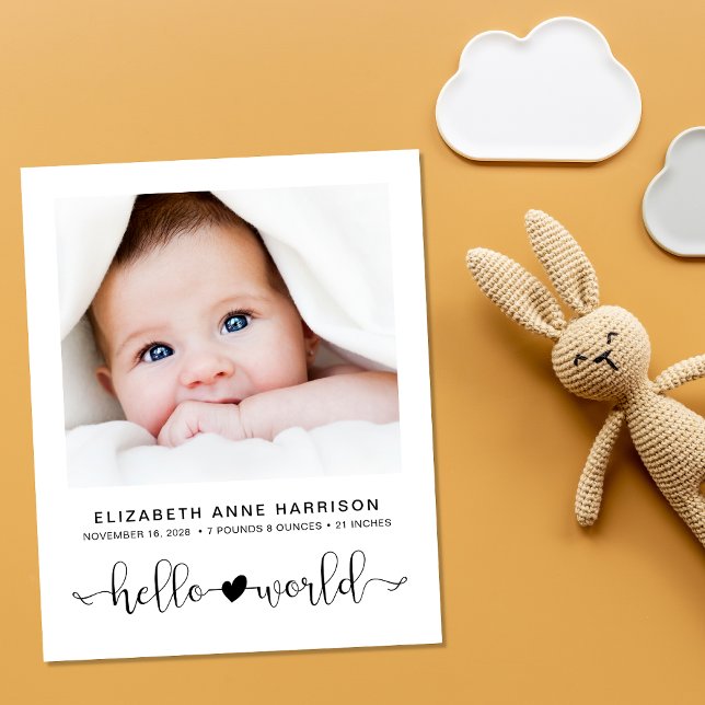 Budget Hej World Baby Photo Birth Notice (Skapare uppladdad)