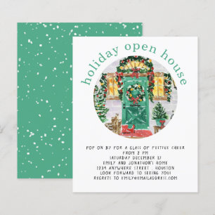 Budget Helgdag Open House Party Teal Inbjudan