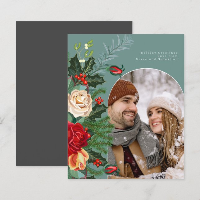 BUDGET Helgdag Winter Botanical Photo Personlig (Fram/baksida)