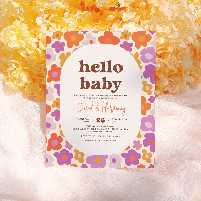 Budget Hello Baby Retro Orange Tusenskönor Bebis T (Skapare uppladdad)
