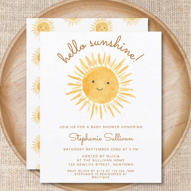 Budget Hello Sunshine Baby Shower-inbjudan (Skapare uppladdad)