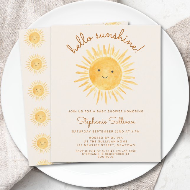 Budget Hello Sunshine Boho Baby Shower Inbjudan (Skapare uppladdad)