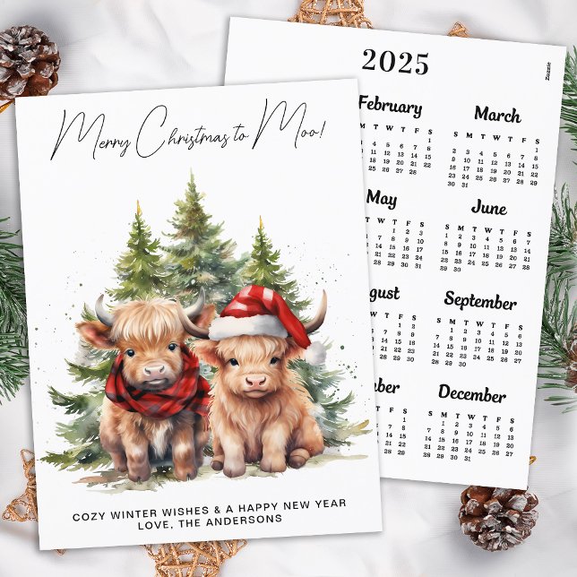 Budget Highland Cow 2025 Kalender Julkort (Skapare uppladdad)