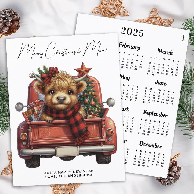 Budget Highland Cow 2025 Kalender Lastbil Jul (Skapare uppladdad)