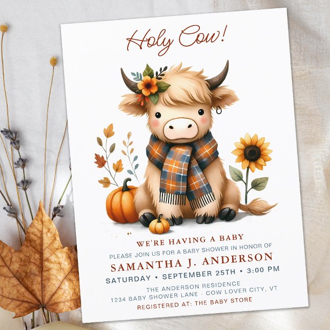 Budget Highland Cow Autumn Calf Baby Shower Inbjud (Skapare uppladdad)