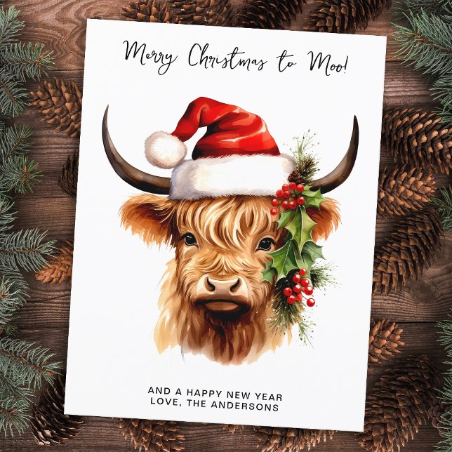 Budget Highland Cow God jul till MOO Helgdag (Skapare uppladdad)