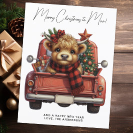Budget Highland Cow Vintage Red Lastbil jul