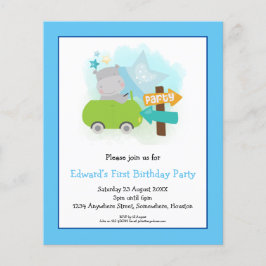 Budget Hippo Småbarn 1:a födelsedagarinbjudan