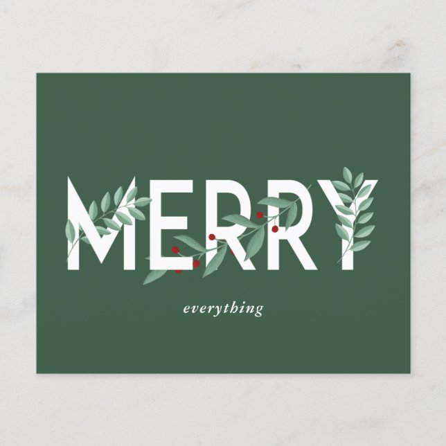 Budget Holly Merry Allt Grönt Julkort (Framsida)