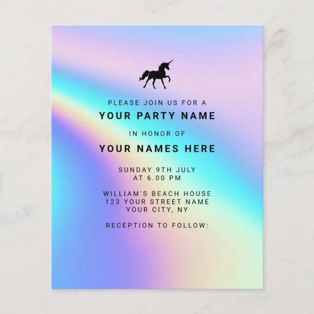 Budget HoloGraph Modern Elegant-inbjudningar (Framsida)