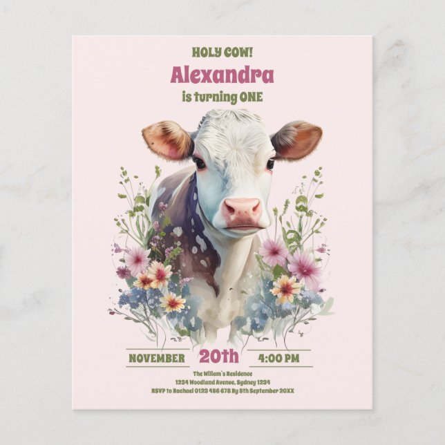 Budget Holy Cow I'm One Cow Girl 1-årsdag (Framsida)