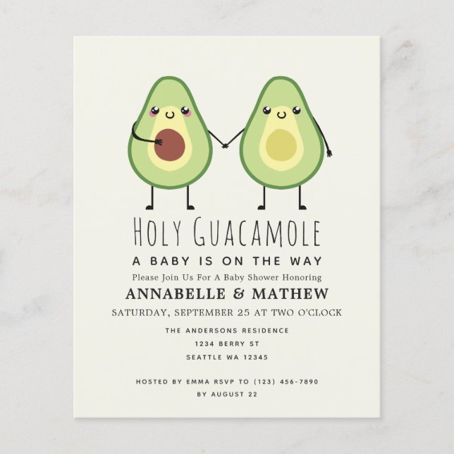Budget Holy Guacamole Par Baby Shower Inbjudan (Framsida)