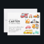 Budget Honk Beep Vroom Transport Kid Birthday Anteckningskort<br><div class="desc">Cute Honk Beep Vroom Fire Lastbil Golf Cart-polisbil Lastbil School Buss Construction Crane Transport Kids Transport Birthday Call Bjud Bjud in</div>