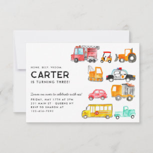 Budget Honk Beep Vroom Transport Kid Birthday Anteckningskort