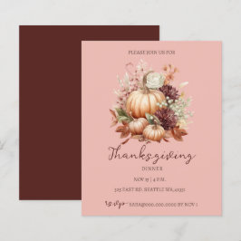 Budget Höst Blomstergurkor Thanksgiving Inbjudan