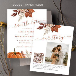 Budget höst bröllopsfoto QR save the date Flygblad