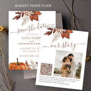 Budget höst bröllopsfoto QR save the date Flygblad