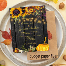 Budget höst höst rustic trä bröllopsinbjudan flygblad