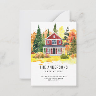 Budget House Forest Skogen Vi har flyttat Fall Fly Anteckningskort